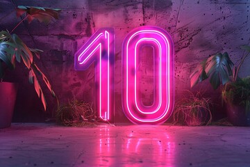 a pink neon sign with plants