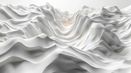 White paper cut background featuring lines and topographic map elements. An abstract backdrop with curved reliefs resembling waves, realistically textured with layered papercut decorations - obrazy, fototapety, plakaty