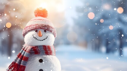 Fototapeta premium snowman on the snow