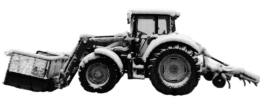 Fototapeta tractor halftone collage element with grunge-dotted texture. Trendy modern retro illustration isolated on transparent background, Ideal for branding, packaging, prints