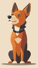 a red dog on a beige background.