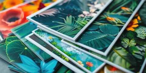 A stack of print-ready canvas posters & business cards in a studio setting, perfect for print shops, design studios, and marketing agencies 🖼️✨