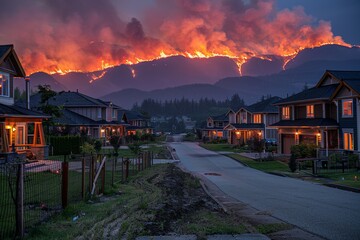 Forest inferno inches closer to residential properties - obrazy, fototapety, plakaty