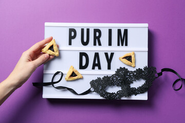 The concept of the holiday Purim, with traditional symbols.