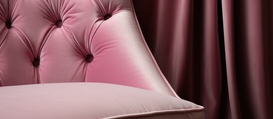 Pink velour upholstery featuring button details for design projects with a soft texture.