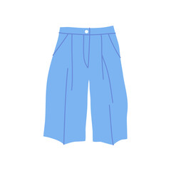 Cartoon Clothe Female Blue Denim Short Concept Flat Design Style Isolated on a White Background. Vector illustration