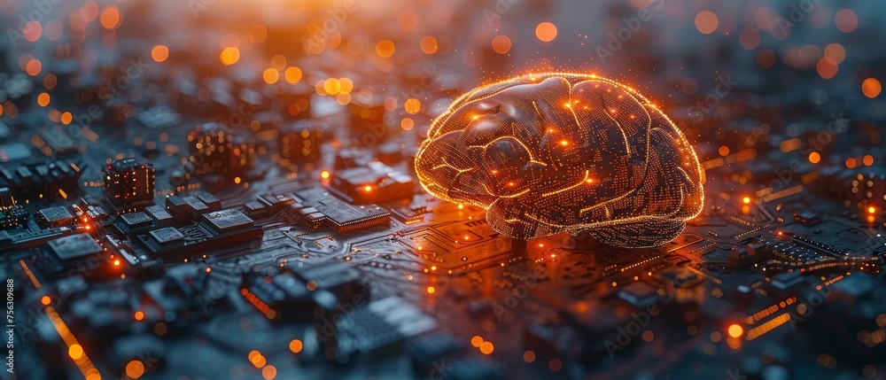 Poster Futuristic cyber technology innovation based on artificial intelligence (AI), data mining, and deep learning.
