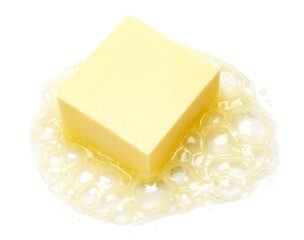 Cube butter melting isolated