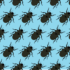Vector seamless pattern with a beetle