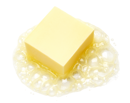Cube butter melting isolated