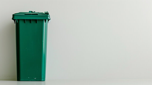 Green Plastic Recycle Bin Eco Banner On White Background