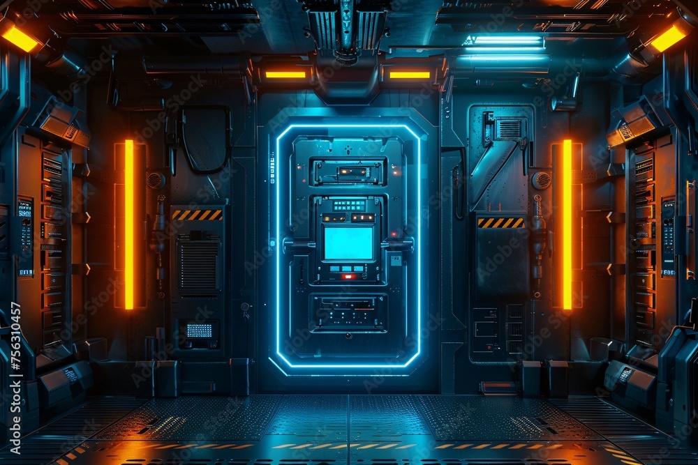Poster neon-lit future a glimpse into the future of technology generative ai