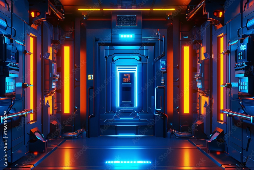 Poster neon-lit future a glimpse into the future of technology generative ai