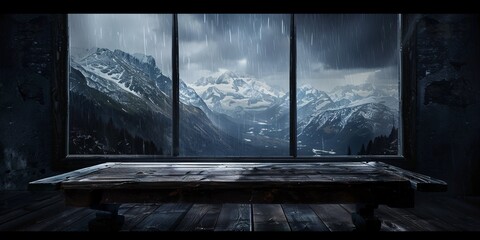 Rainy Day Reflections A Window to the Mountains Generative AI