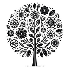 Flower Tree Line Art Bundle