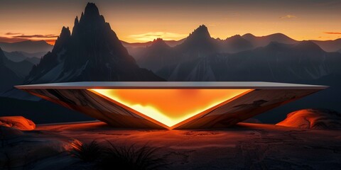 Awesome August A Stunning Sunset Over a Mountain Range Generative AI