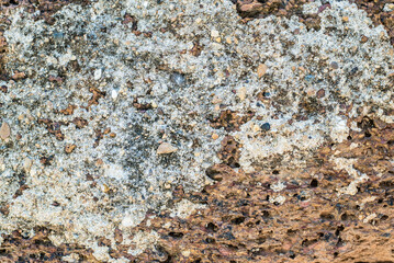 Ruins and old ancient walls, porous stone texture