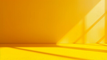 Light and shadows streaming in from the window in a yellow room.