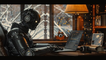 Fototapeta na wymiar Cyber Monday A Cyborg's Guide to Online Shopping Generative AI