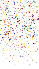 Rainbow colored scattered hearts. LGBT valentine