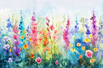 Blooming Bliss A Colorful Flower Field for a Rainbow-Colored Month Generative AI