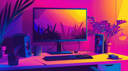Desktop computer on desk
