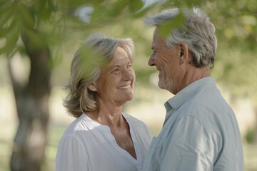 Senior Citizens Smiling Together in the Sunlight Generative AI