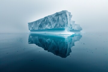 iceberg with above and underwater view taken in greenland - obrazy, fototapety, plakaty