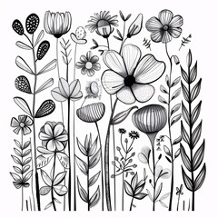 Flower Power A Black and White Collection of Flower Art Generative AI