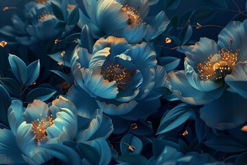 Blooming Blue Flowers in Full Bloom A Stunning Display for Your Monthly Photo Shoot Generative AI