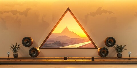 Sunset Triangle A Golden Moment Generative AI