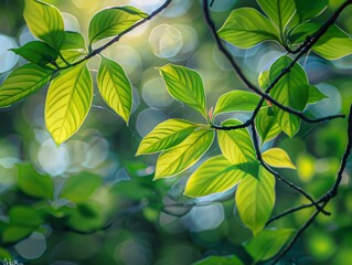 Fototapeta na wymiar April Showers Bring May Flowers A Vibrant Green Leafy Tree in Full Bloom Generative AI