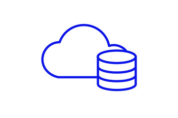 Isolated cloud hosting database illustration in line style design. Vector illustration.	