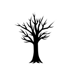 black trunk tree with branch and no leaf drought tree flat style vector illustration isolated on white and transparent background