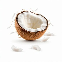 Broken coconut, isolated on white background