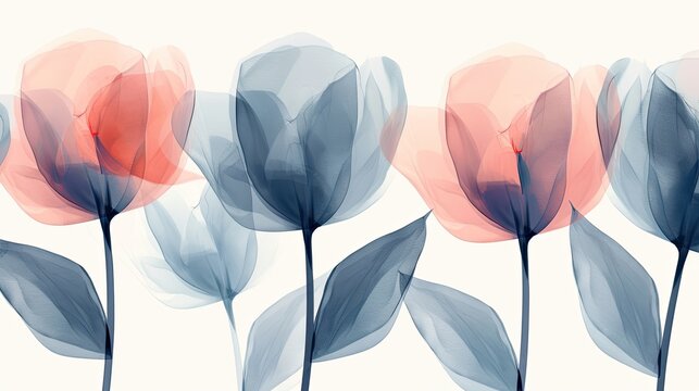 This image features a row of beautiful translucent flowers in pastel colors, creating a tranquil and soothing effect