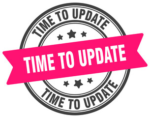 time to update stamp. time to update label on transparent background. round sign