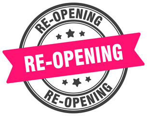re-opening stamp. re-opening label on transparent background. round sign