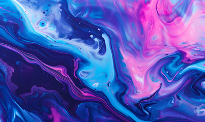 Obraz premium purple, blue, pink abstract colorful psychedelic organic liquid paint ink marble texture background design, Generative AI 