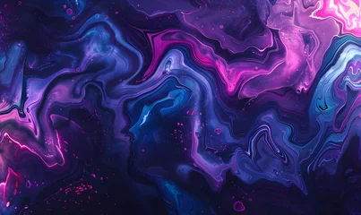 Tapeten purple, blue, pink abstract colorful psychedelic organic liquid paint ink marble texture background design, Generative AI  © simba kim
