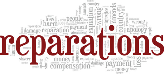 Reparations word cloud conceptual design isolated on white background.