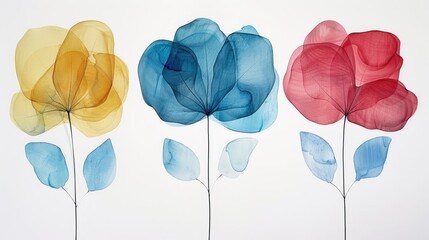 Translucent multicolor leaves in artistic style