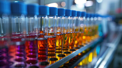 Close-up of tubes with DNA samples for polymerase chain reaction. In the laboratory