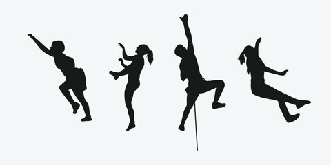Vector set silhouette of climbing sport, mountain rock climber. Extreme sport concept. Isolated background. Vector illustration. © Irkhamsterstock