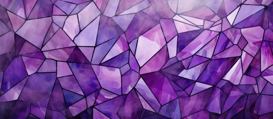 Obraz premium mosaic background with abstract stained-glass triangles in shades of purple and violet.