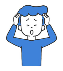 頭を抱える男性