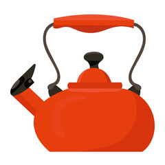 red teapot in flat style, vector