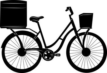 food delivery bike silhouette, vector