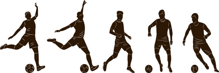 football players silhouette, set, collection, vector