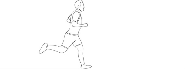 man running line drawing, vector